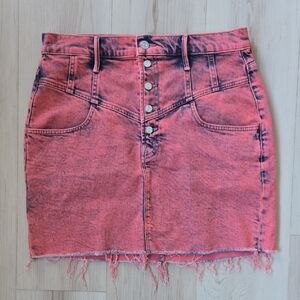 MOTHER The Swooner Yolk From A Line Skirt Fray, Raspberry, Size 31